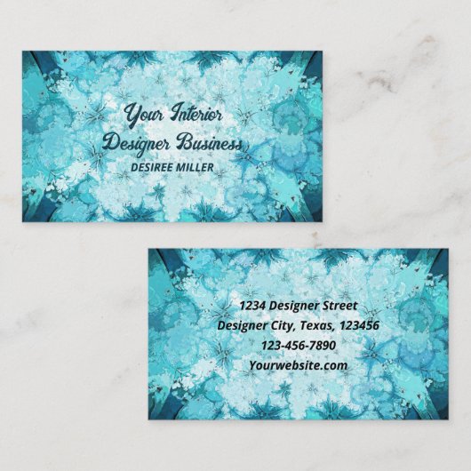 アンティークヴィンテージティール(緑がかった色)ブルーグリーンウォーター色のテクスチャ 名刺 (正面/裏面)