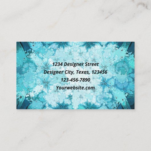 アンティークヴィンテージティール(緑がかった色)ブルーグリーンウォーター色のテクスチャ 名刺 (裏面)