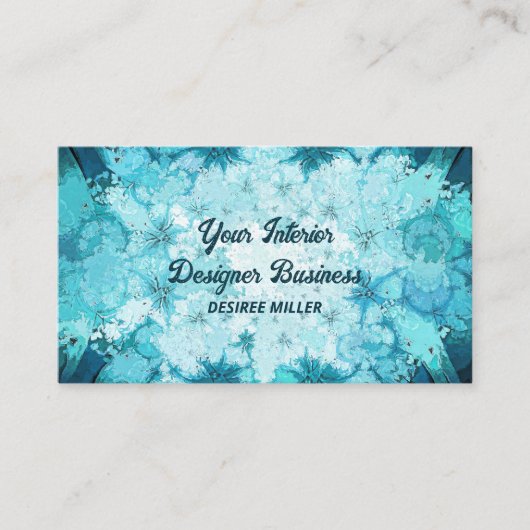 アンティークヴィンテージティール(緑がかった色)ブルーグリーンウォーター色のテクスチャ 名刺 (正面)