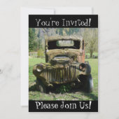 アンティークヴィンテージトラック退職パーティの招待状 招待状 (正面)