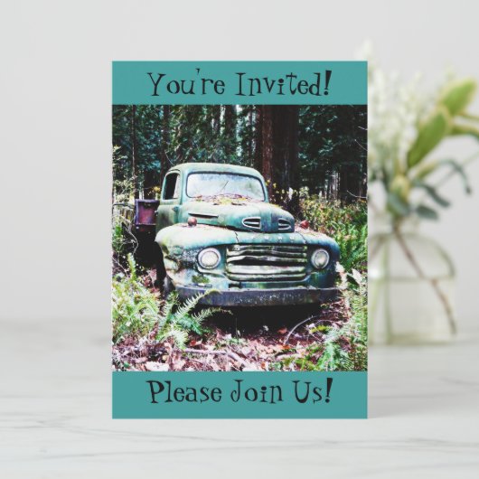 アンティークヴィンテージトラック退職パーティの招待状 招待状 (スタンド正面)