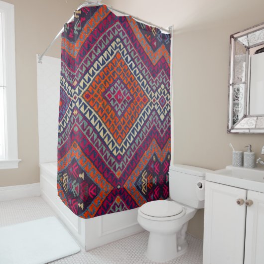 アンティークヴィンテージトルコキリムラグ装飾 シャワーカーテン (インサイチュ)