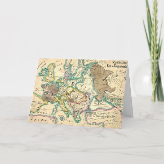 アンティークヴィンテージドイツの欧州地図 カード (正面)