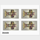 アンティークヴィンテージハッピーイースター宗教十字 長方形シール (シート)