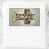 アンティークヴィンテージハッピーイースター宗教十字 長方形シール (バッグ)