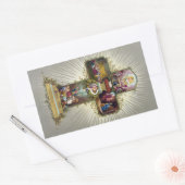 アンティークヴィンテージハッピーイースター宗教十字 長方形シール (封筒)