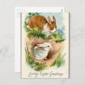 アンティークヴィンテージハッピーイースター描束 シーズンポストカード (正面/裏面)