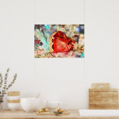 アンティークヴィンテージバレンタインハートインレッドベミン ポスター (キッチン)