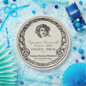 アンティークヴィンテージパリプリントレタリングオンベージュ ペーパープレート (パーティー)