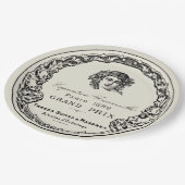 アンティークヴィンテージパリプリントレタリングオンベージュ ペーパープレート (アングル)