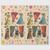 アンティークヴィンテージビクトリアン紙ドレス付き人形 ラッピングペーパー (フラット)