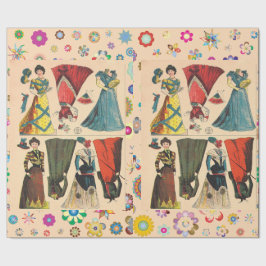 アンティークヴィンテージビクトリアン紙ドレス付き人形 ラッピングペーパー