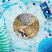 アンティークヴィンテージピアノ鍵及び楽譜 ペーパープレート (パーティー)