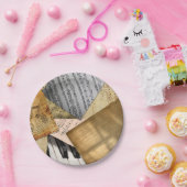 アンティークヴィンテージピアノ鍵及び楽譜 ペーパープレート (パーティー)