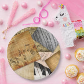 アンティークヴィンテージピアノ鍵及び楽譜 ペーパープレート (パーティー)