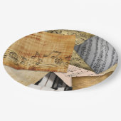 アンティークヴィンテージピアノ鍵及び楽譜 ペーパープレート (アングル)