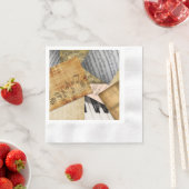 アンティークヴィンテージピアノ鍵及び楽譜 縁ありカクテルナプキン (インサイチュ)