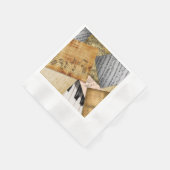 アンティークヴィンテージピアノ鍵及び楽譜 縁ありカクテルナプキン (角)