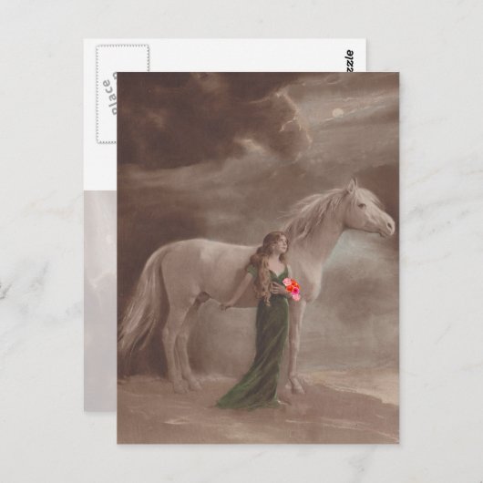 アンティークヴィンテージファンタジーナイトドリーム馬はがき ポストカード (正面/裏面)