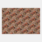 アンティークヴィンテージファームトラクター ラッピングペーパーシート (正面)