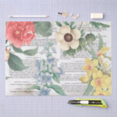 アンティークヴィンテージフラワーズブックページフランスのの切り離し 薄葉紙 (クラフト)