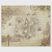 アンティークヴィンテージフランスのファッションEphemeraスクリプト ラッピングペーパー (フラット)