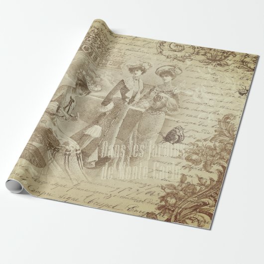 アンティークヴィンテージフランスのファッションEphemeraスクリプト ラッピングペーパー (アンロールド)