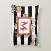 アンティークヴィンテージフローラストライプ&モノグラム アクセントクッション (裏面(縦))