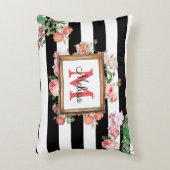 アンティークヴィンテージフローラストライプ&モノグラム アクセントクッション (正面(垂直))