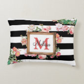 アンティークヴィンテージフローラストライプ&モノグラム アクセントクッション (裏面)