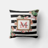 アンティークヴィンテージフローラストライプ&モノグラム クッション (裏面)