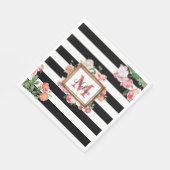 アンティークヴィンテージフローラストライプ&モノグラム スタンダードランチョンナプキン (角)