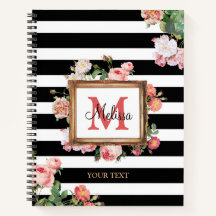 アンティークヴィンテージフローラストライプ&モノグラム