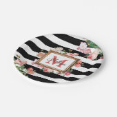 アンティークヴィンテージフローラストライプ&モノグラム ペーパープレート (アングル)