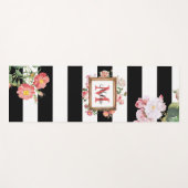 アンティークヴィンテージフローラストライプ&モノグラム ヨガマット (正面(横))