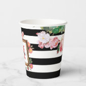 アンティークヴィンテージフローラストライプ&モノグラム 紙コップ (裏面)