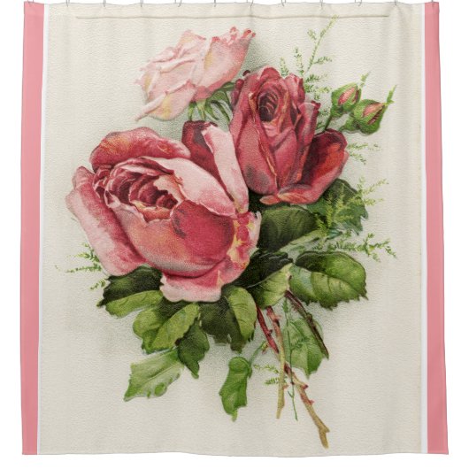 アンティークヴィンテージフローラバラ シャワーカーテン (正面)