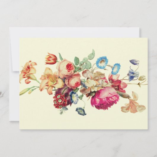 アンティークヴィンテージフローラ婚約パーティ 招待状 (裏面)