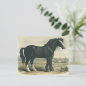 アンティークヴィンテージブラックシャー荷車を引くホース葉書 ポストカード (スタンド正面)