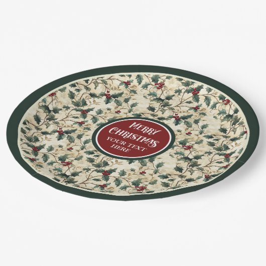 アンティークヴィンテージプレートのミュートされた休日トーン ペーパープレート (アングル)