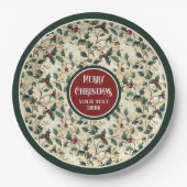 アンティークヴィンテージプレートのミュートされた休日トーン ペーパープレート (正面)