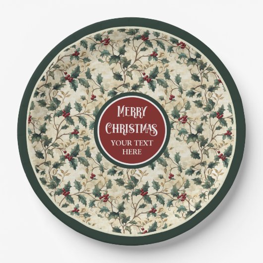 アンティークヴィンテージプレートのミュートされた休日トーン ペーパープレート (正面)