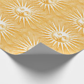 アンティークヴィンテージベージュオレンジイエローサン顔 ラッピングペーパー (角)