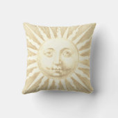 アンティークヴィンテージベージュ金ゴールドサン顔 クッション (裏面)