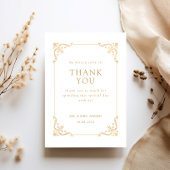 アンティークヴィンテージホワイト金ゴールドスクリプトムスリム結婚ズ サンキューカード