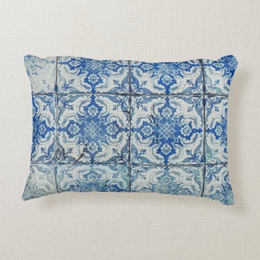 アンティークヴィンテージポルトガルのタイル模様 – Azulejo アクセントクッション (裏面)