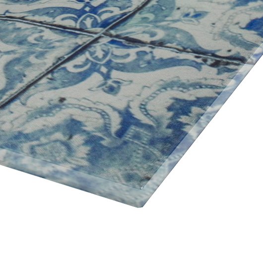 アンティークヴィンテージポルトガルのタイル模様 – Azulejo カッティングボード (角)