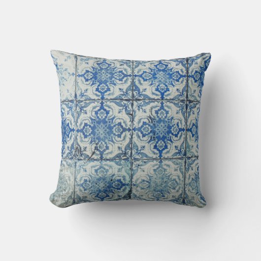 アンティークヴィンテージポルトガルのタイル模様 – Azulejo クッション (正面)