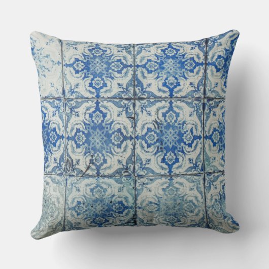 アンティークヴィンテージポルトガルのタイル模様 – Azulejo クッション (裏面)