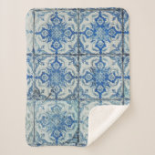 アンティークヴィンテージポルトガルのタイル模様 – Azulejo シェルパブランケット (正面)